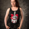 Ladies Tank Top Lucky Cat Gothic Clothing Black Tank Top Maneki Neko Screen Printed Cat Kawaii Fashion Creep Cute Tank Top for Women