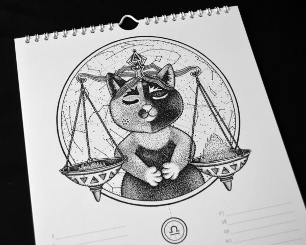 Sterrenbeeld Verjaardagskalender Kat Astrologie Kalender Poezen Horoscoop Dierenriem Perpetual Zodiac Calendar Zodiak Mythologie Gothic Decoratie Katten Illustraties Cat Housewarming Cadeau Schattig Eng Poes Uniek Nederlands Design