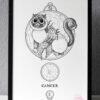 Zodiac Sign Cancer Drawing Original Art Birman Cat Cancer Star Sign Cat Home Decor Astrology Horoscop Feline Illustration Crab Claw