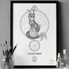 Zodiac Sign Capricorn Drawing Original Art Capricorn Star Sign Tabby Cat Cat Home Decor Astrology Horoscop Feline Illustration