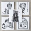 Gothic Cat Card Set of 5 incl. Envelopes Black White Cat Blank Cards Creepy Cute Cat Lover Gift Goth Greeting Cards Dark Birthday Card