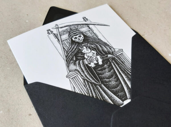 Gothic Cat Greeting Card The Grim Reaper Gothic Friendship Card Halloween Invitation Spooky Birthday Death Greeting Card Horror Fans