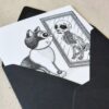 Gothic Cat Greeting Card Memento Mori Vanitas Card Gothic Birthday Card Macabre Humor Halloween Invitation Cat Skeleton Card Mirror