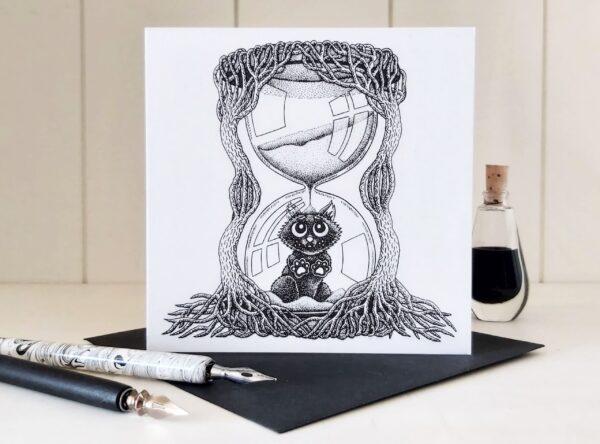 Black Cat Greeting Card Trapped In Time Mourning Card Sympathy Card Thinking of you card Pet Cat Loss Card Miss You Encouragement