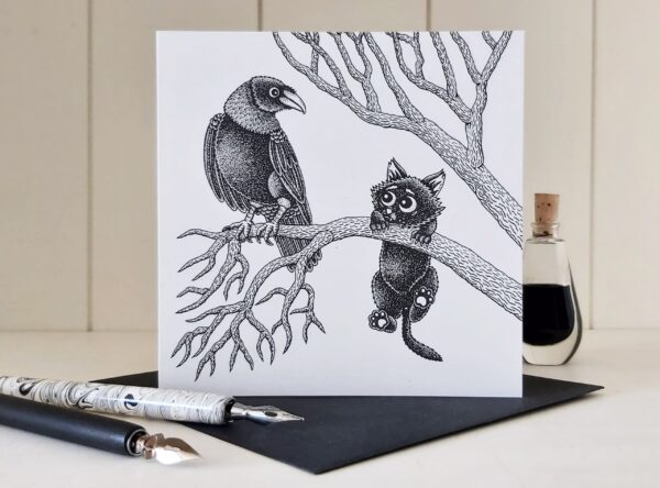 Black Cat Card Quoth The Raven Raven Greeting Card Gothic Birthday Card Pet Loss Card Sympathy Card Edgar Allan Poe Encouragement