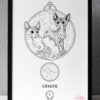 Zodiac Sign Gemini Drawing Original Art Sphynx Cat Gemini Star Sign Egyptian Cat Home Decor Astrology Horoscop Feline Illustration