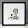 Mourning At The Grave Original Art Tombstone Cemetry Angel Grief Cat Drawing Bereavement Gothic Home Decor Feline Illustration