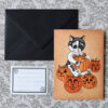 Pumpkin Cat Card Halloween Invitation Halloween Decoration Black White Cat Creepy Cute Pumpkin Card Autumn Card Gothic Birthday Card