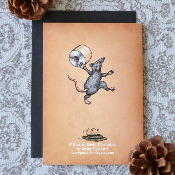 Toilet Mummy Cat Card Gothic Birthday Card Black Cat Creepy Cute Happy Halloween Get Well Card Encouragement Card Mouse Lovers Card