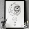 Zodiac Sign Leo Drawing Original Art Ginger Cat Lion Cat Art, Leo Star Sign Cat Home Decor Astrology Horoscop Feline Illustration