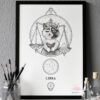 Zodiac Sign Libra Drawing Original Art Tortoiseshell Cat Libra Star Sign Cat Home Decor Astrology Horoscop Feline Illustration Scale