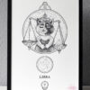 Zodiac Sign Libra Drawing Original Art Tortoiseshell Cat Libra Star Sign Cat Home Decor Astrology Horoscop Feline Illustration Scale