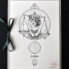 Zodiac Sign Libra Drawing Original Art Tortoiseshell Cat Libra Star Sign Cat Home Decor Astrology Horoscop Feline Illustration Scale