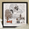 Mother Holle Art Print Fairy Tale Illustration Fox Art Birman Cat Mother Nature Winter Landscape Grimm Brothers Cute Nursery Decor