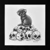 Pile Of Skulls Original Art Black Cat Drawing Human Skull Gothic Home Decor Feline Illustration Creepy Cute Macabre Dark Art