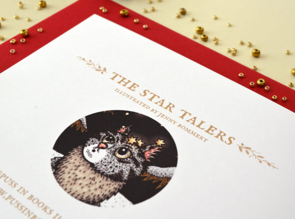 Christmas Cat Card The Star Talers Yule Card Greeting Card Dark Forest Squirrel Fairy Tale, Winter Wonderland Norwegian Forest Cat