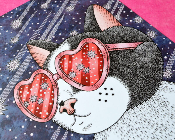 Cat Wall Art Sunglasses At Night Space Cat Heart Shaped Glasses Cosmic Cat Cool Vibes Cat With Glasses Crazy Cat Lady Gift Cat Dad