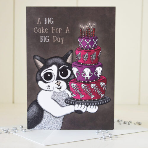 Gothic Anniversary Card with Cat Beebiepoes' Big Cake Happy Birthday Card Gothic Wedding, Birthday Cake Card Graduation Creepy Cute