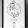 Zodiac Sign Virgo Drawing Original Art Turkish Angora Cat Virgo Star Sign Cat Home Decor Astrology Horoscop Feline Illustration