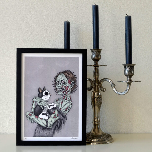 Zombie Love Art Print Limited Edition Macabre Valentines Day Gift Horror Art Undead Zombie Home Decor Deadly Love Print Halloween