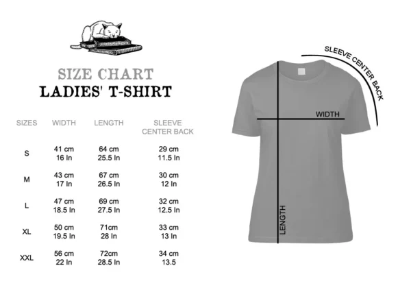 Size Chart Ladies T Shirt